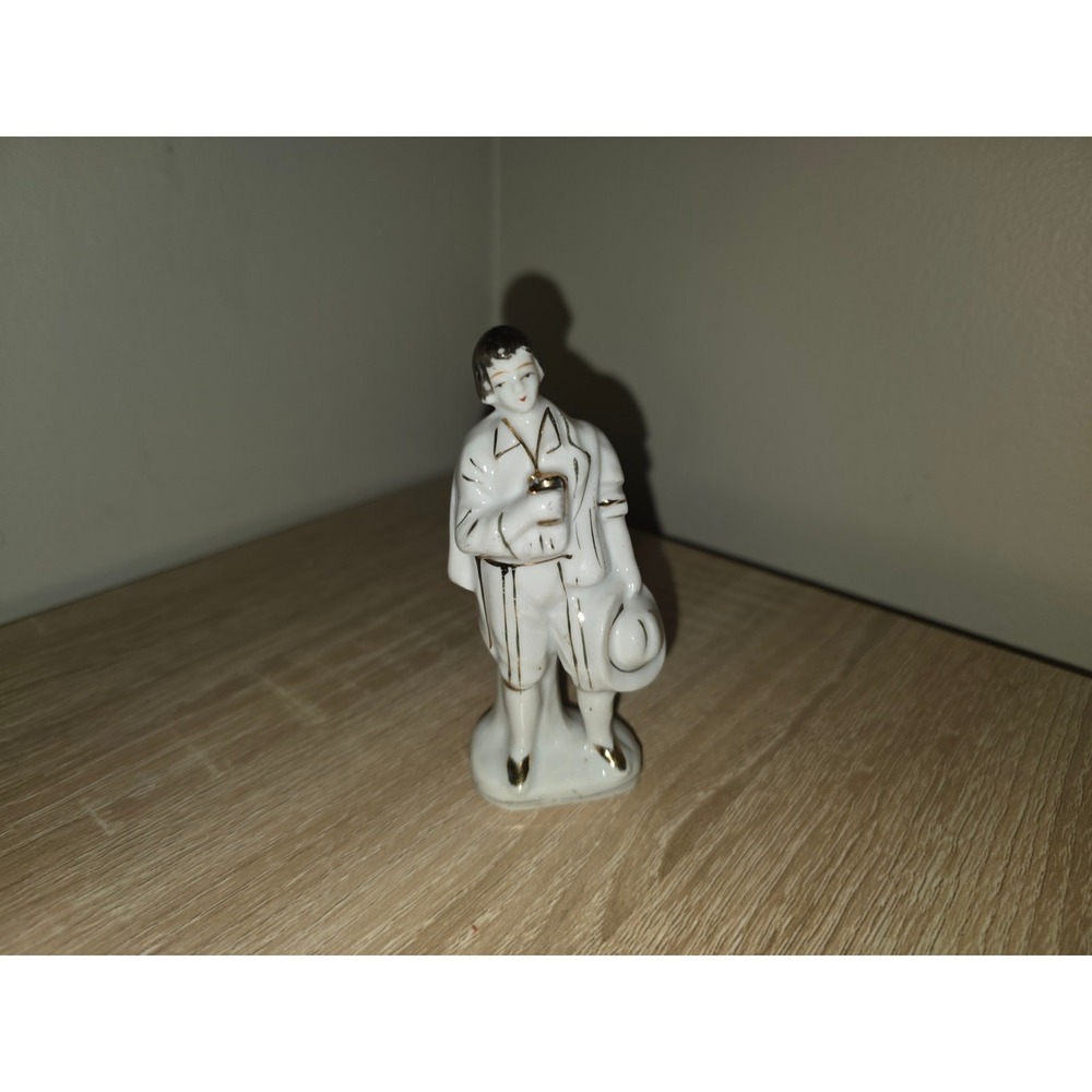 Vintage Made in Occupied Japan Porcelain‎ Gentleman Figurine Gold Gilt Accents
